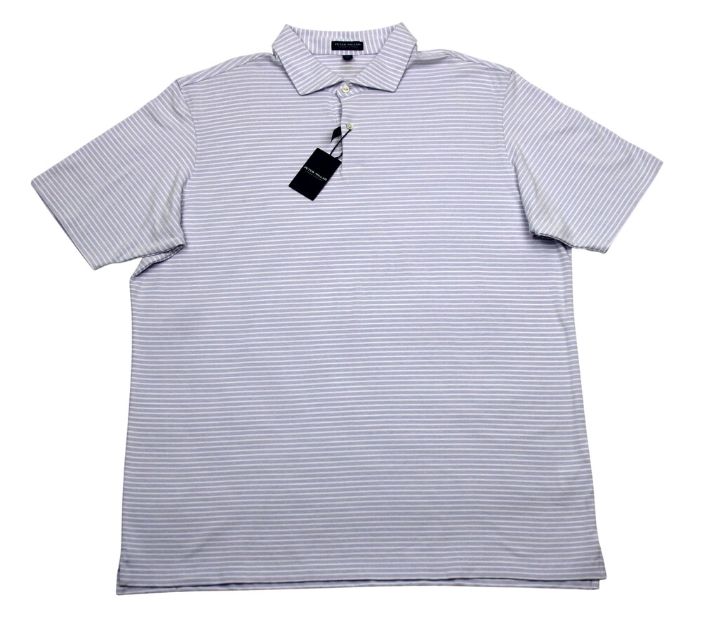 Peter Millar Polo Shirt Mens 2XL Purple Crown Crafted Stripe Pima Tailored Fit